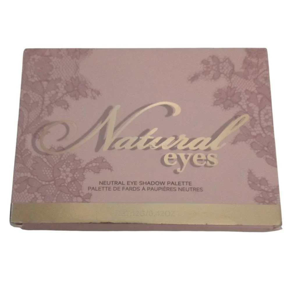 Natural Eyes Neutral Eye Shadow Palette 9 Shades Pink Lace Case Heart Clasp